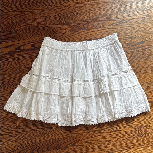 Sam Edelman Women’s XL Polka Dot White Smocked Skater Midi Skirt - Picture 1 of 5